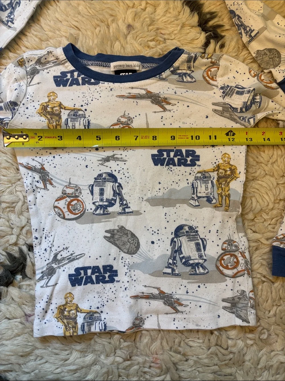 Star Wars White and Blue Kids Pajama Set with Character Prints